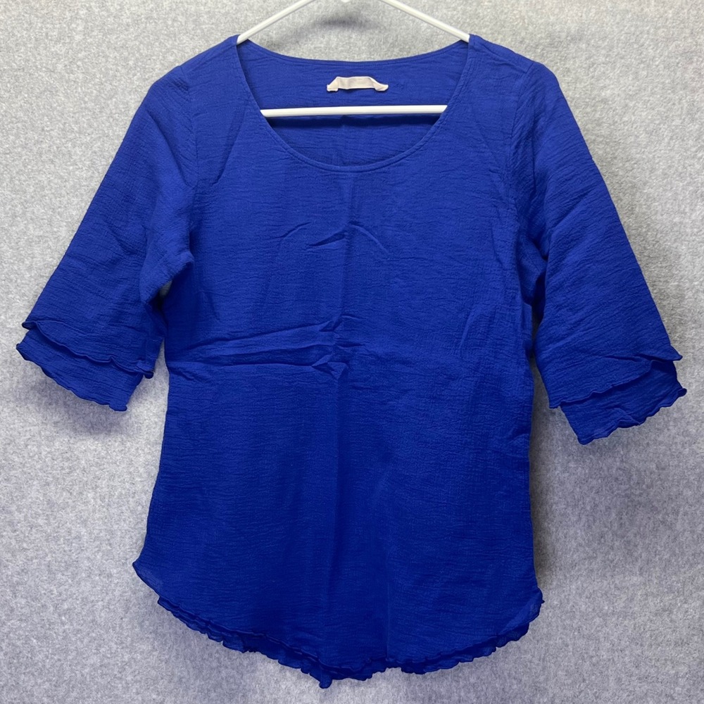 Soft Surroundings Gauze Royal Blueβ Scoop Neck Top Shirt Nautical Beach *XS*